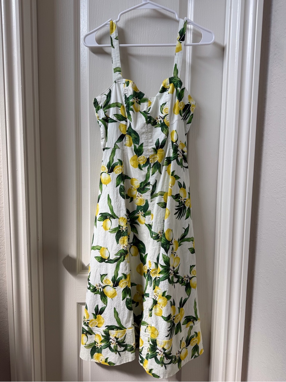 Avec Les Filles White Lemon-Print Midi Dress